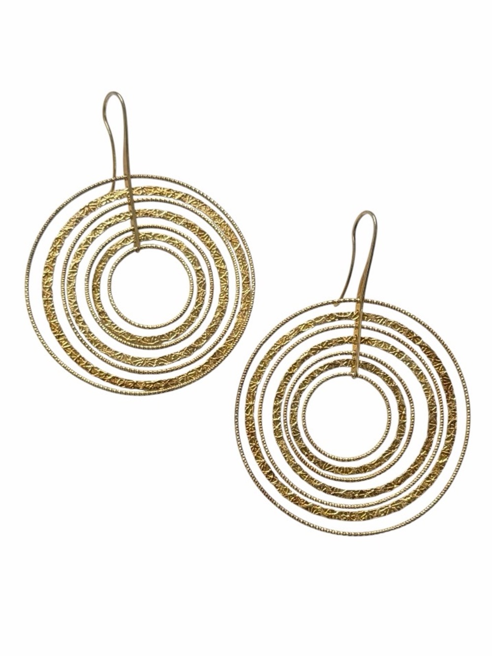JCM Jacmel Mauritius .925 Sterling Silver Gold Vermeil Dangle Hoop Earrings